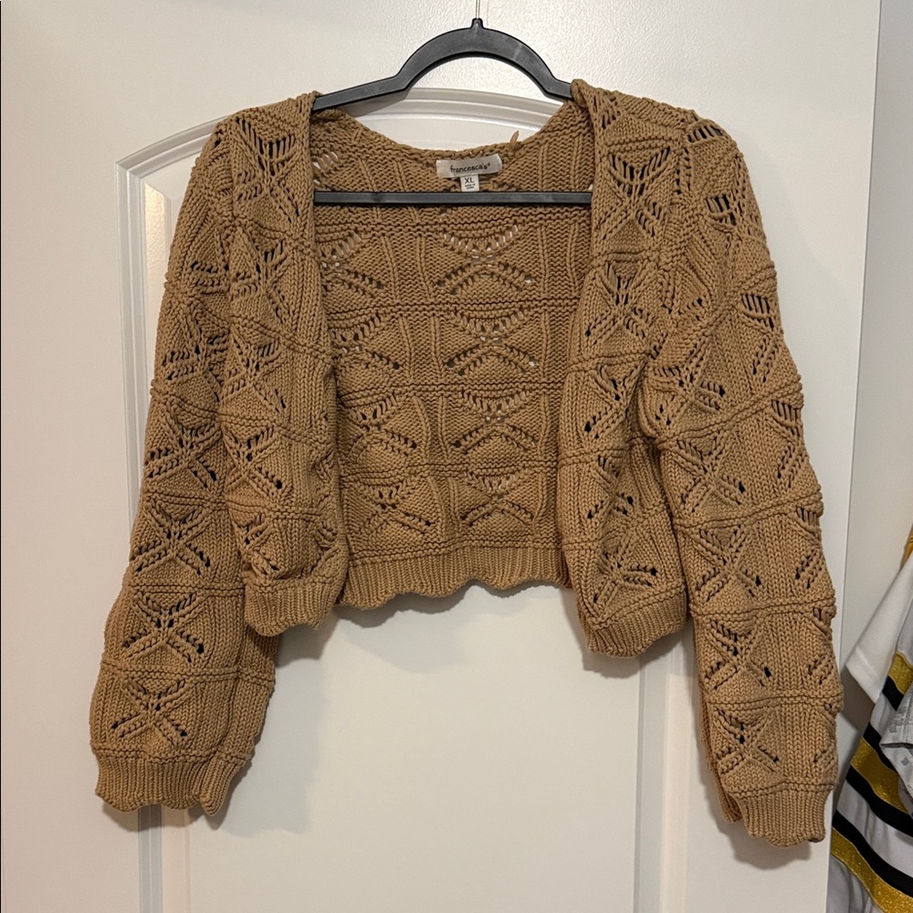 Francesca's Collections Tan Open-Knit Cardigan